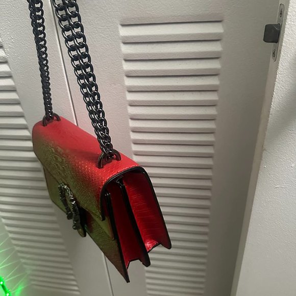 Neiman Marcus Red Croc-Embossed Horsebit Luxury Crossbody bag - Picture 2 of 5